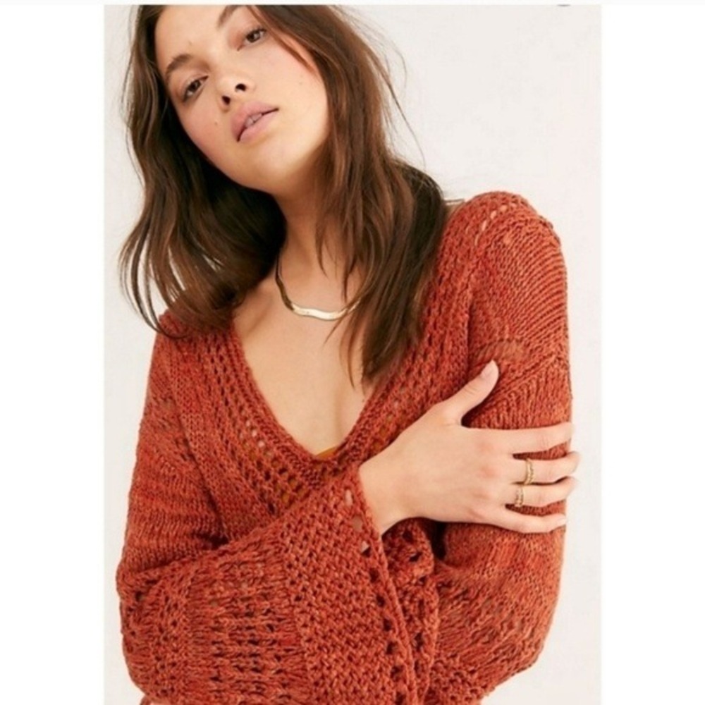 Free People | Constellation Crochet Fringe Tunic Mars Dust NWT Size XS - Picture 2 of 11